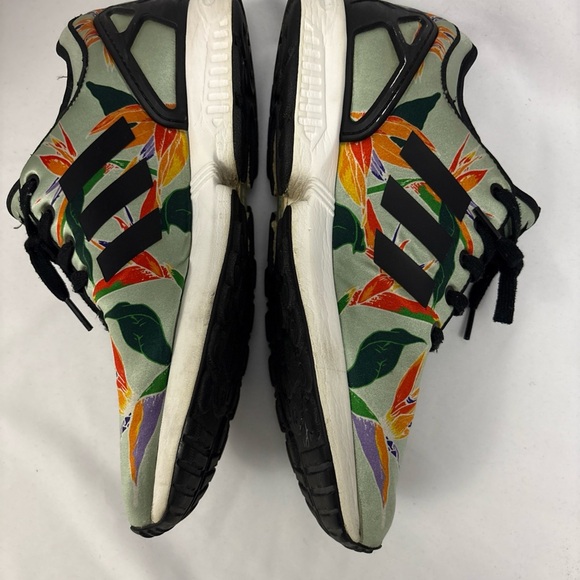 Adidas Originals Mens ZX FLUX NPS Blush Green Floral All Over Print Sneaker 10 - Picture 9 of 16